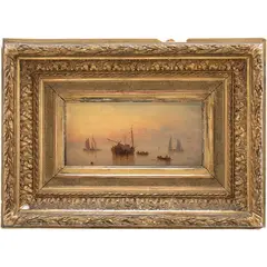 Escena Marítima, EUROPA, SIGLO XIX, Óleo sobre tabla