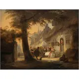 Escena de Pueblo, EUROPA, SIGLO XIX, Óleo sobre madera