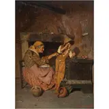 ITALIA, SIGLO XIX by Campesina Regañando A Un Niño, Óleo sobre tabla, sold Mar 2026