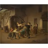 Paul Seignac, NIÑOS JUGANDO, Óleo sobre madera