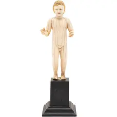 Niño Dios, ORIGEN INDO-PORTUGUÉS, SIGLO XVIII, Talla en marfil entintado y dorado