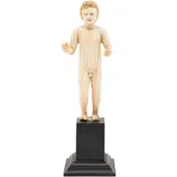 Niño Dios, ORIGEN INDO-PORTUGUÉS, SIGLO XVIII, Talla en marfil entintado y dorado