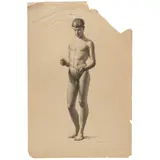 Isidro Martínez Colín, ESTUDIO DE DESNUDO MASCULINO, Grafito sobre papel