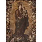 Virgen del Rosario, MÉXICO, SIGLO XVII, Óleo sobre tela