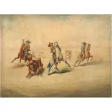 Francisco Alfaro, LAZANDO AL GANADO, Óleo sobre tela