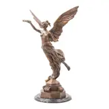 Victoria Alada*, MÉXICO, SIGLO XX, Bronce, patinado en color marrón; con base de mármol negro