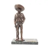 Emiliano Zapata, MÉXICO, SIGLO XX, Bronce, patinado en color marrón; con base de mármol verde