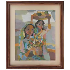 Romeo Tabuena, Niñas vendedoras, Serigrafía 42 / 100