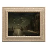 Paisaje nocturno de puerto by Autor No Identificado, Óleo sobre lámina, sold Feb 2026