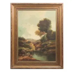 Toni Bourdignon, Paisaje con río, Óleo sobre tela