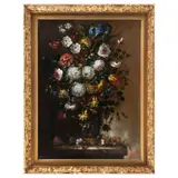 R. Ríos, Flores, Óleo sobre madera
