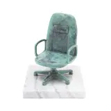 Heliodoro Hernández, SILLÓN EJECUTIVO "VALMAN", Bronce, patinado policromo; con base de mármol blanco