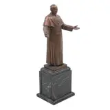 Papa Juan Pablo Ii, MÉXICO, SIGLO XX, Bronce, patinado en color marrón; con base de mármol verde