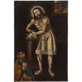 Cristo de la Paciencia, ORIGEN SUDAMERICANO, CA., 1800, Óleo sobre tela