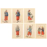 Henri Boisselier, UNIFORMES MILITARES DEL SEGUNDO IMPERIO, Gouache y acuarela sobre papel