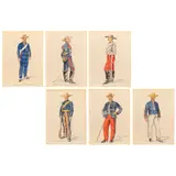 Henri Boisselier, UNIFORMES MILITARES DEL SEGUNDO IMPERIO, Gouache y acuarela sobre papel
