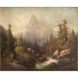 Paisaje Lacustre, EUROPA, SIGLO XIX, Óleo sobre tela