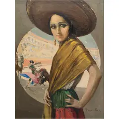 RETRATO DE DAMA by Carlos Ruano Llopis, Óleo sobre tela, sold Feb 2026