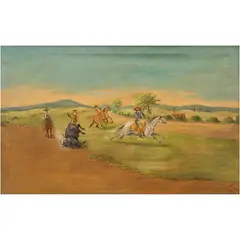 Ernesto Icaza Sánchez, LAZANDO AL TORO, Óleo sobre tela