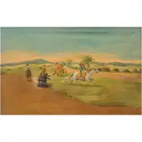 Ernesto Icaza Sánchez, LAZANDO AL TORO, Óleo sobre tela