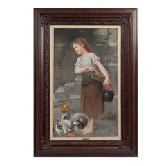 Sara Fontanelli, Niña con conejos, Óleo sobre tela