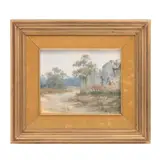 José Agrós, Paisaje con ruinas de hacienda, ca. 1980, Óleo sobre tela