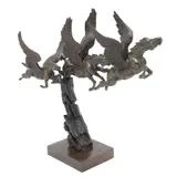 Pegasos En Vuelo, SIGLO XX, Bronce, patinado en color verde y marrón