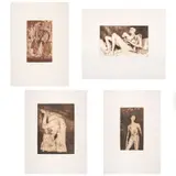 Salvador E. Lacroix, A) El desnudo y la máscara, Grabados al buril y aguatinta 11 / 15, 34 / 35, 8 / 35 y P / A