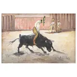 Carlos Ruano Llopis, JINETEANDO A UN TORETE, Óleo sobre tela