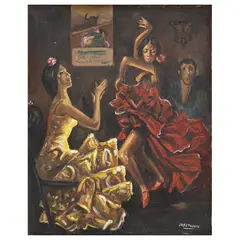José Puente González, BAILE FLAMENCO, Óleo sobre tela
