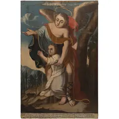 Ángel de la Guarda, MÉXICO, CA., 1764, Óleo sobre tela