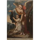 Ángel de la Guarda, MÉXICO, CA., 1764, Óleo sobre tela