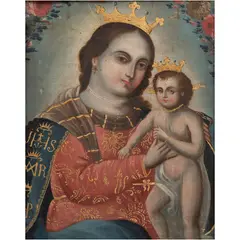 Virgen del Refugio, MÉXICO, SIGLO XVIII, Óleo sobre tela