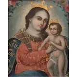 Virgen del Refugio, MÉXICO, SIGLO XVIII, Óleo sobre tela