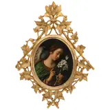 San Gabriel Arcángel, MÉXICO, SIGLO XIX, Óleo sobre placa de cerámica