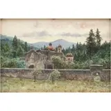 August Löhr Salzburg, CONVENTO DEL DESIERTO DE LOS LEONES, Acuarela sobre papel