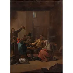 Escena de Taberna, EUROPA, SIGLO XVIII, Óleo sobre tela