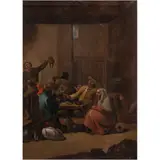 Escena de Taberna, EUROPA, SIGLO XVIII, Óleo sobre tela