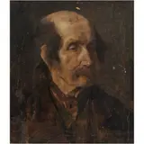 Germán Gedovius, RETRATO DE ANCIANO, Óleo sobre cartón duro preparado adherido a aglomerado de madera