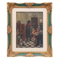 Interior de Taberna, SIGLO XX, Óleo sobre madera
