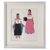 Carlos Mérida, Toltecs of the State of Puebla, de la carpeta Mexican Costume, Serigrafía sin número de tiraje