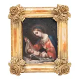 MÉXICO, SIGLO XIX by la Virgen y El Niño, Óleo sobre tela, adherido a tablero, sold Dec 2025