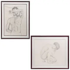 Françoise Noé, Ernesto, busto de hombre y Emmanuelle, Lápiz de grafito sobre papel
