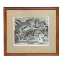Alfredo Zalce, Jardín de Hecelchacán, de la carpeta Estampas de Yucatán, 1980, Litografía sin número de tiraje