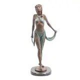 Enrique Jolly, BAILARINA ÁRABE, Bronce, patinado en tono verde y marrón; con base de mármol negro