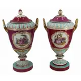 Kpm, Pair of Signed Porcelain Lidded Urns