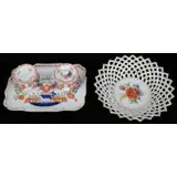 Meissen, Porcelain Inkwell Together with a