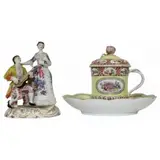 Porcelain Lidded Cup & Underplate by Meissen, sold Jan 2026