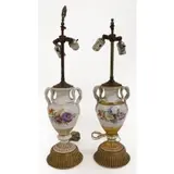 Pair of Porcelain Snake Handle Lamps by Meissen, sold Oct 2024