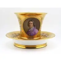 Sèvres, Porcelain Portrait Cup and Saucer, 1651, Sevres porcelain portrait cup inscribed